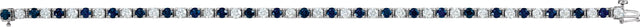 14K Gold Round Lab-Grown Blue Sapphire Line Bracelet - White Gold - view 4