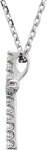 Platinum Round Natural Diamond Petite Cross Necklace or Pendant – 0.06 CTW - view 2