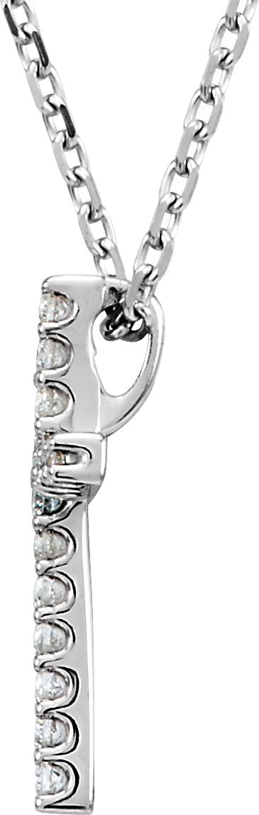 Platinum Round Natural Diamond Petite Cross Necklace or Pendant – 0.06 CTW - view 2