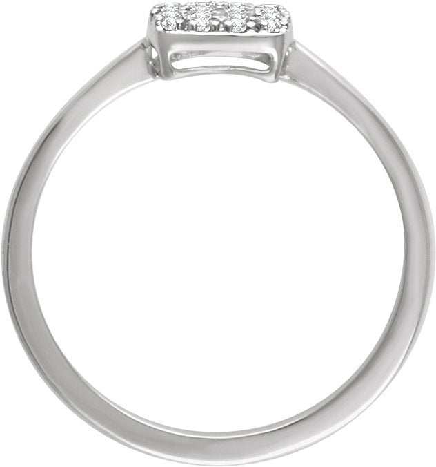 14K Gold Round Natural Diamond Cluster Ring V - White Gold - view 2