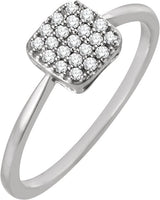 14K Gold Round Natural Diamond Cluster Ring V - White Gold