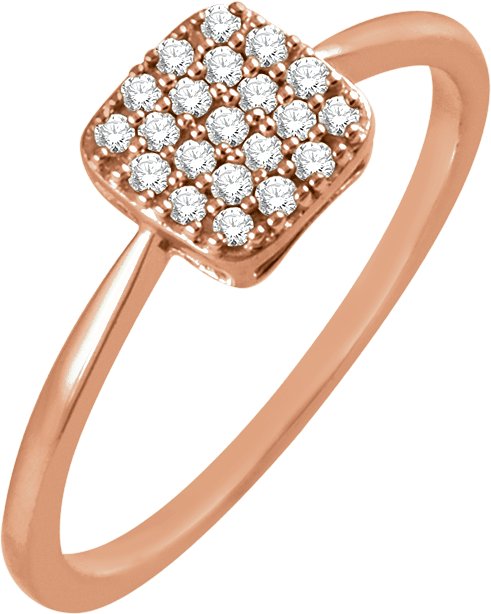 14K Gold Round Natural Diamond Cluster Ring V - Rose Gold