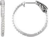 Platinum Round Natural Diamond Inside-Outside Hoop Earrings
