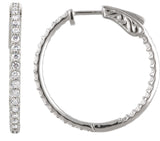 Platinum Round Natural Diamond Inside-Outside Hoop Earrings
