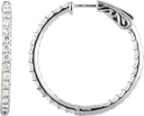 Platinum Round Natural Diamond Inside-Outside Hoop Earrings