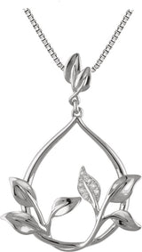 14K Gold Round Natural Diamond Accented Floral Necklace
