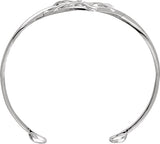 14K Gold Round Natural Diamond Accented Floral Cuff Bracelet - view 2