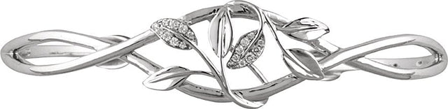 14K Gold Round Natural Diamond Accented Floral Cuff Bracelet - view 4