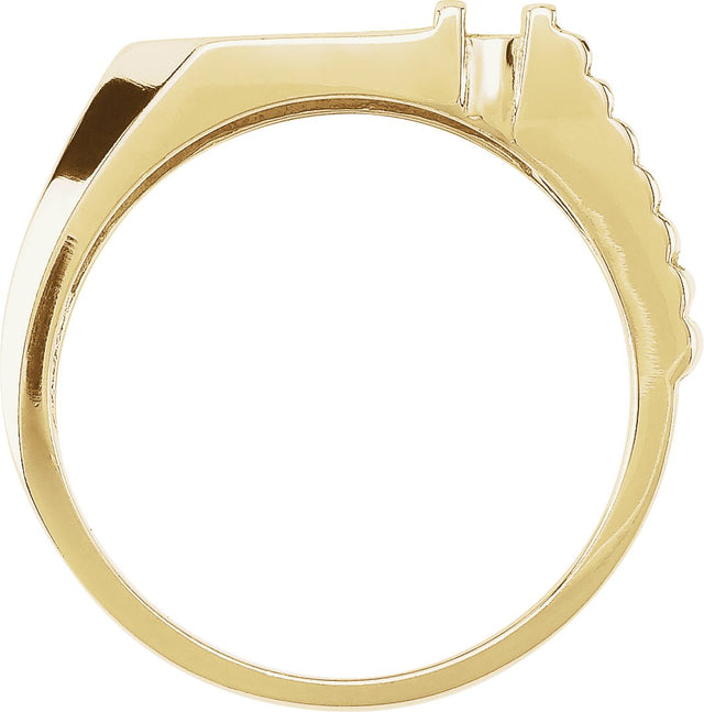 Platinum Round Natural Diamond Ring Natural Diamond Geometric Signet Ring - view 4