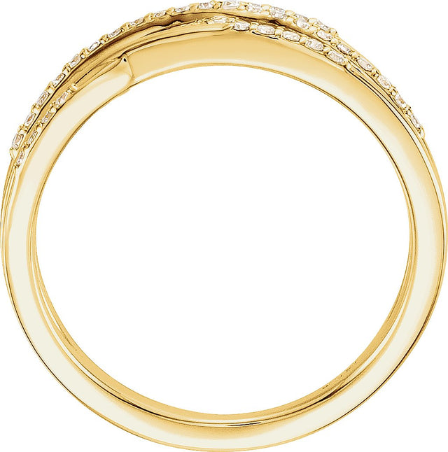 14K Gold Round Natural Diamond Criss-Cross Ring - Yellow Gold - view 2