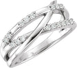 14K Gold Round Natural Diamond Criss-Cross Ring – 1.5mm Stones - White Gold