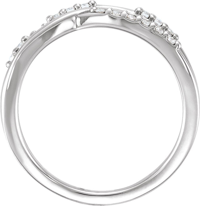 14K Gold Round Natural Diamond Criss-Cross Ring – 1.5mm Stones - White Gold - view 2