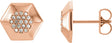 14K Gold Round Natural Diamond Geometric Cluster Earrings - Rose Gold