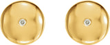 14K Gold Round Natural Diamond Domed Circle Earrings - Yellow Gold - view 2