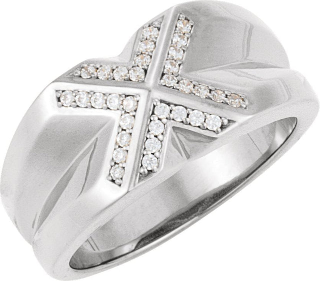 14K Gold Round Natural Diamond Accented Ring – 1.2mm Stones - White Gold
