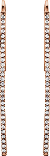14K Gold Round Natural Diamond Bar Earrings - Rose Gold - view 2