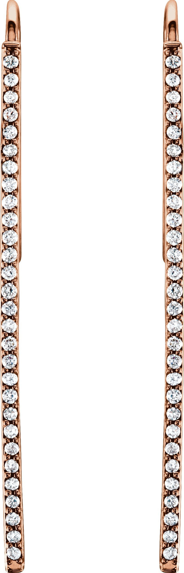 14K Gold Round Natural Diamond Bar Earrings - Rose Gold - view 2