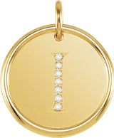 14K Gold Round Natural Diamond Posh Mommy® Initial Necklace or Pendant - Yellow Gold