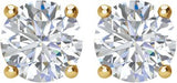 14K Gold Natural Diamond Round 4-Prong Stud Earrings – 3.9-5.75mm Stones - Yellow Gold - view 2