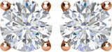 14K Gold Natural Diamond Round 4-Prong Lightweight Stud Earrings - Rose Gold - view 4
