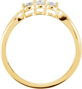 14K Gold Round Natural Diamond Three-Stone Ring – 2.8-4.4mm Stones - Yellow Gold - view 2
