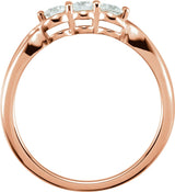 14K Gold Round Natural Diamond Three-Stone Ring – 2.8-4.4mm Stones - Rose Gold - view 2