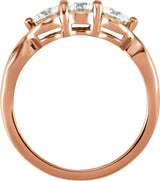 14K Gold Round Natural Diamond Three-Stone Ring – 2.8-4.4mm Stones - Rose Gold - view 2