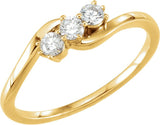 14K Gold Round Lab-Grown Diamond Three-Stone Ring - Yellow Gold
