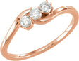 14K Gold Round Lab-Grown Diamond Three-Stone Ring - Rose Gold