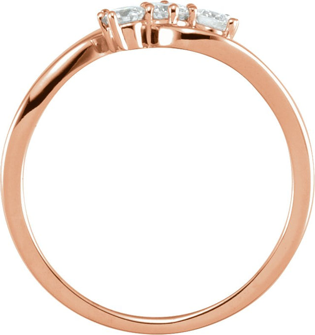 14K Gold Round Lab-Grown Diamond Three-Stone Ring - Rose Gold - view 2