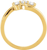14K Gold Round Lab-Grown Diamond Three-Stone Ring - Yellow Gold - view 2