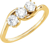 14K Gold Round Lab-Grown Diamond Three-Stone Ring - Yellow Gold