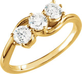 14K Gold Round Lab-Grown Diamond Three-Stone Ring - Yellow Gold