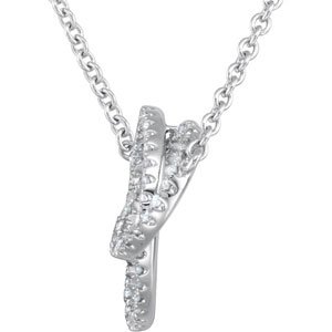 14K Gold Round Natural Diamond Interlocking Circle Necklace – 1/3 CTW - White Gold - view 2