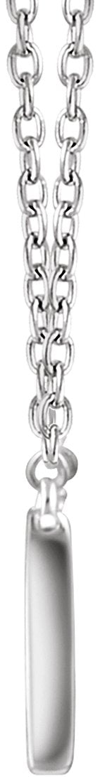 14K Gold Round Natural Diamond Rectangle Bar Necklace - White Gold - view 2