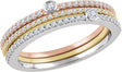 14K Gold Round Natural Diamond Tri-Color Stackable Ring Set