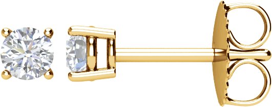 14K Gold Natural Diamond Round 4-Prong Stud Earrings – 3-3.4mm Stones - Yellow Gold
