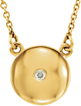 14K Gold Round Natural Diamond Accented Circle Necklace – 0.02 CTW - Yellow Gold