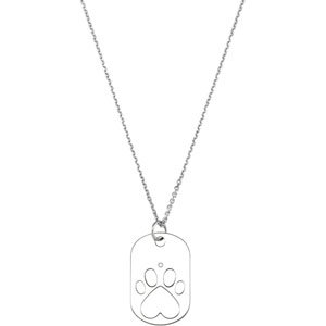 14K Gold Round Natural Diamond Our Cause for Paws™ Dog Tag Necklace - White Gold