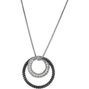 14K Gold Round Natural Diamond Diamond Double Circle Necklace or Pendant