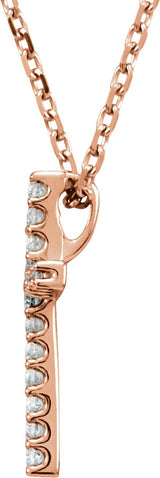 14K Gold Round Natural Diamond Petite Cross Necklace or Pendant – 0.06 CTW - Rose Gold - view 2