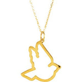14K Gold Round Natural Diamond Dove Necklace - Yellow Gold - view 3