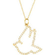14K Gold Round Natural Diamond Dove Necklace - Yellow Gold