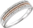 14K Gold Round Natural Diamond Accented Multi-Row Ring