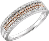 14K Gold Round Natural Diamond Accented Multi-Row Ring