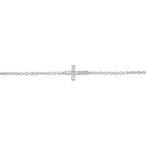 14K Gold Round Natural Diamond Youth Sideways Cross Bracelet - view 3