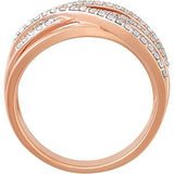 14K Gold Round Natural Diamond Criss-Cross Ring – 1/3 CTW - view 2