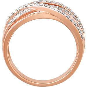 14K Gold Round Natural Diamond Criss-Cross Ring – 1/3 CTW - view 2