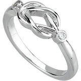 14K Gold Round Natural Diamond Accented Knot Ring – 2mm Stones - White Gold - view 7