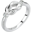 14K Gold Round Natural Diamond Accented Knot Ring – 2mm Stones - White Gold